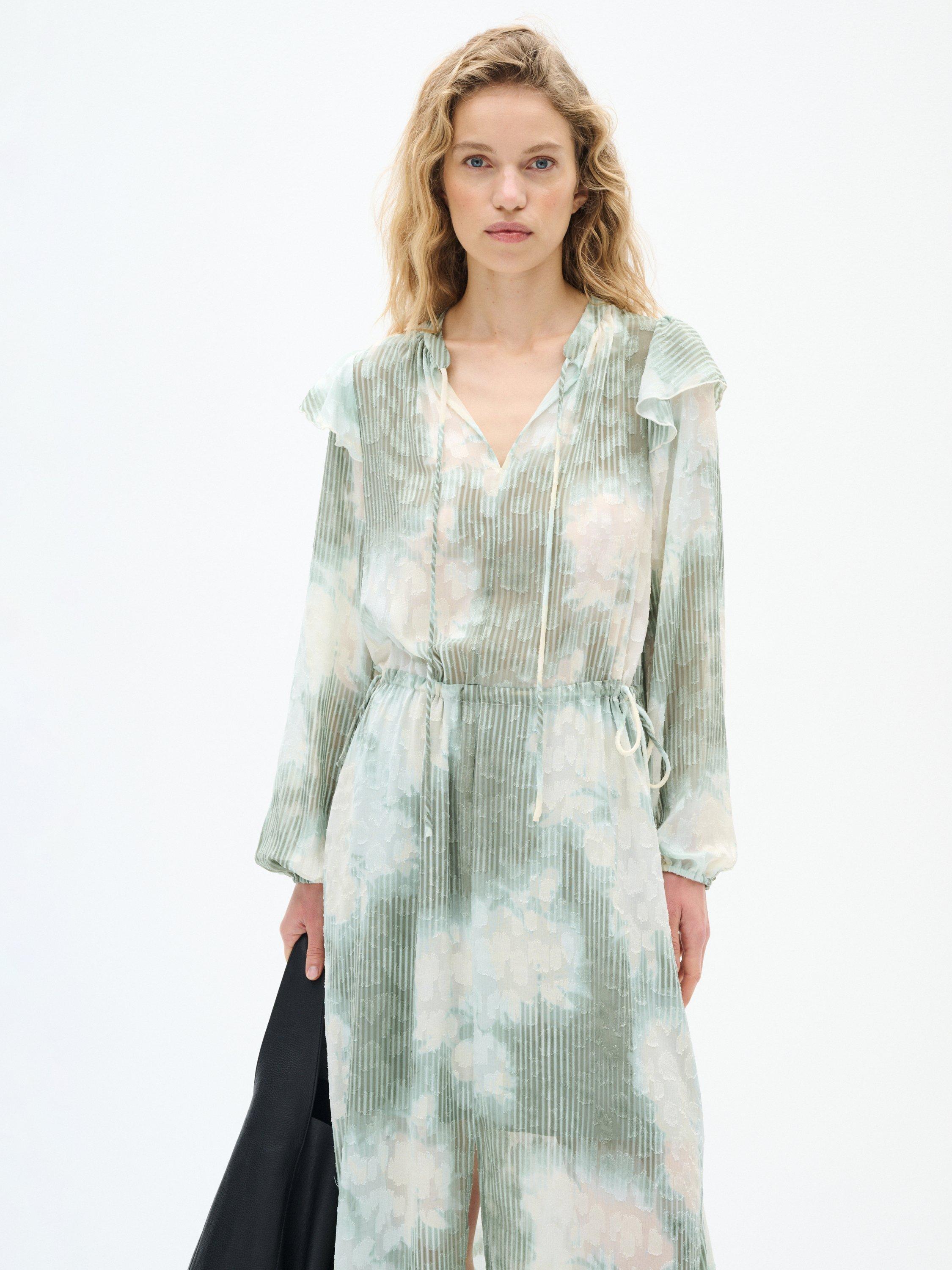 Product image 3 of 6, which shows InWear Cielle Abstract Floral Maxi Dress, Green, 8