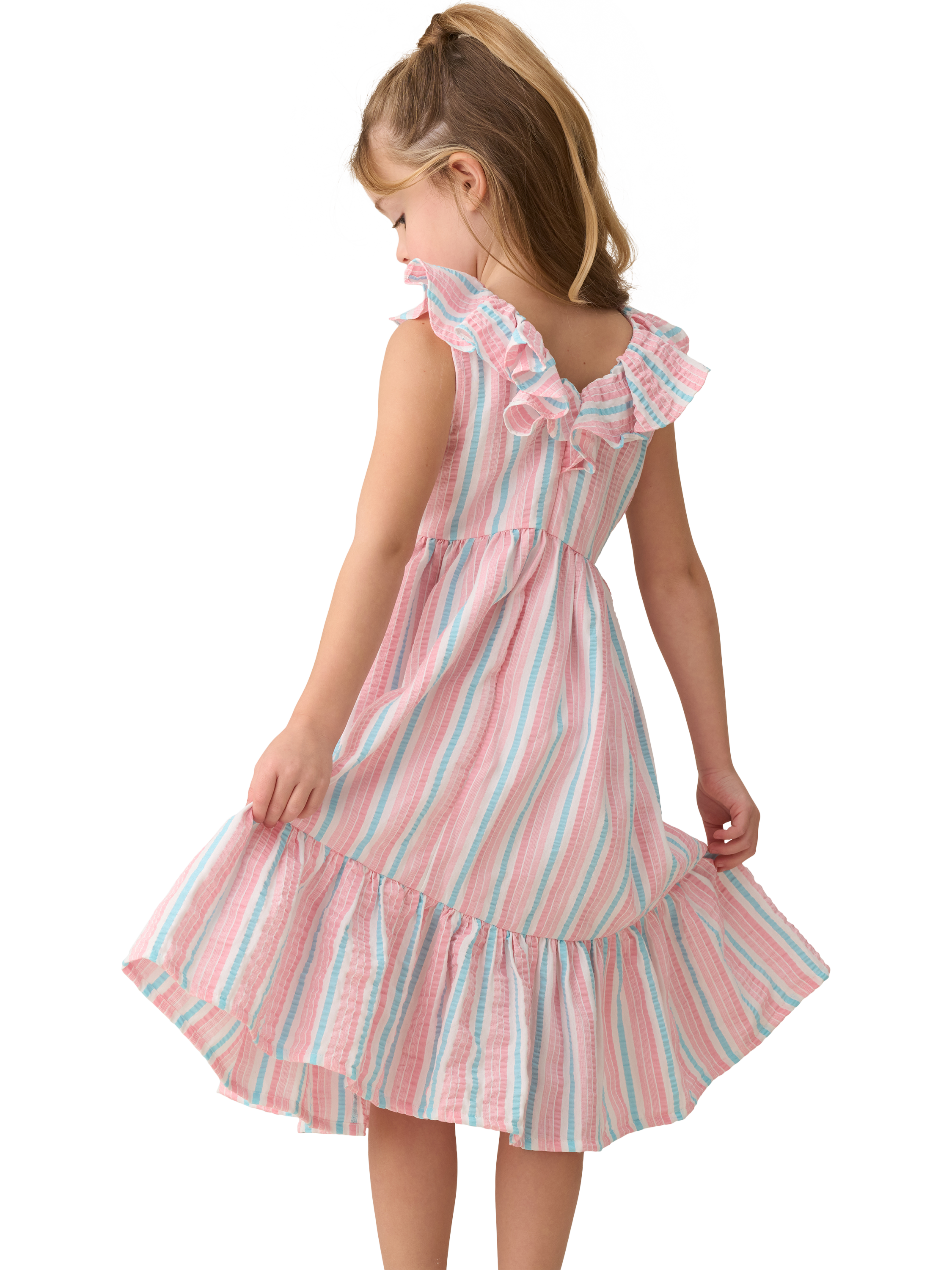 Product image 2 of 7, which shows Angel & Rocket Kids' Stripe Sundress, Pink, 3 years