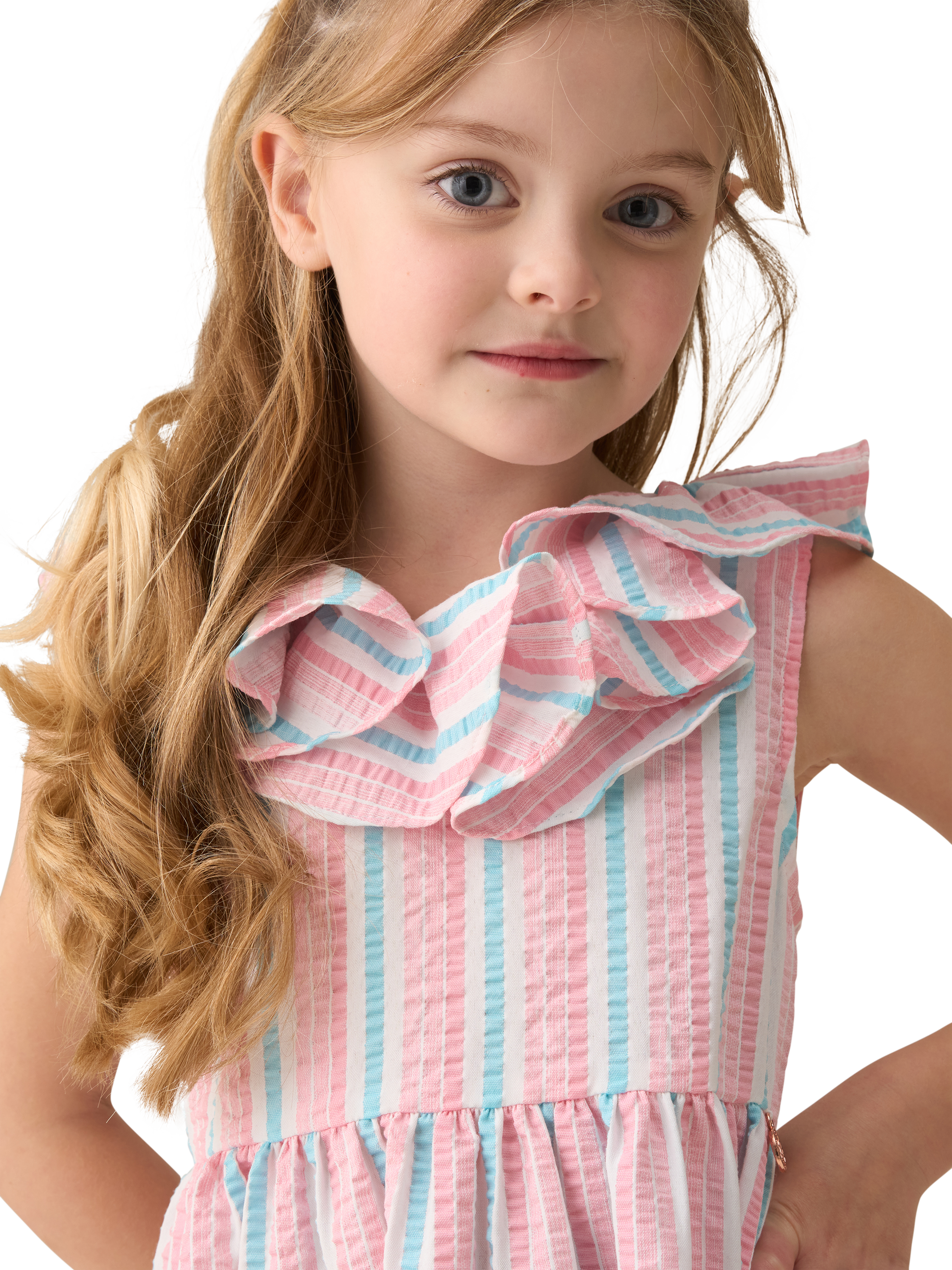 Product image 3 of 7, which shows Angel & Rocket Kids' Stripe Sundress, Pink, 3 years