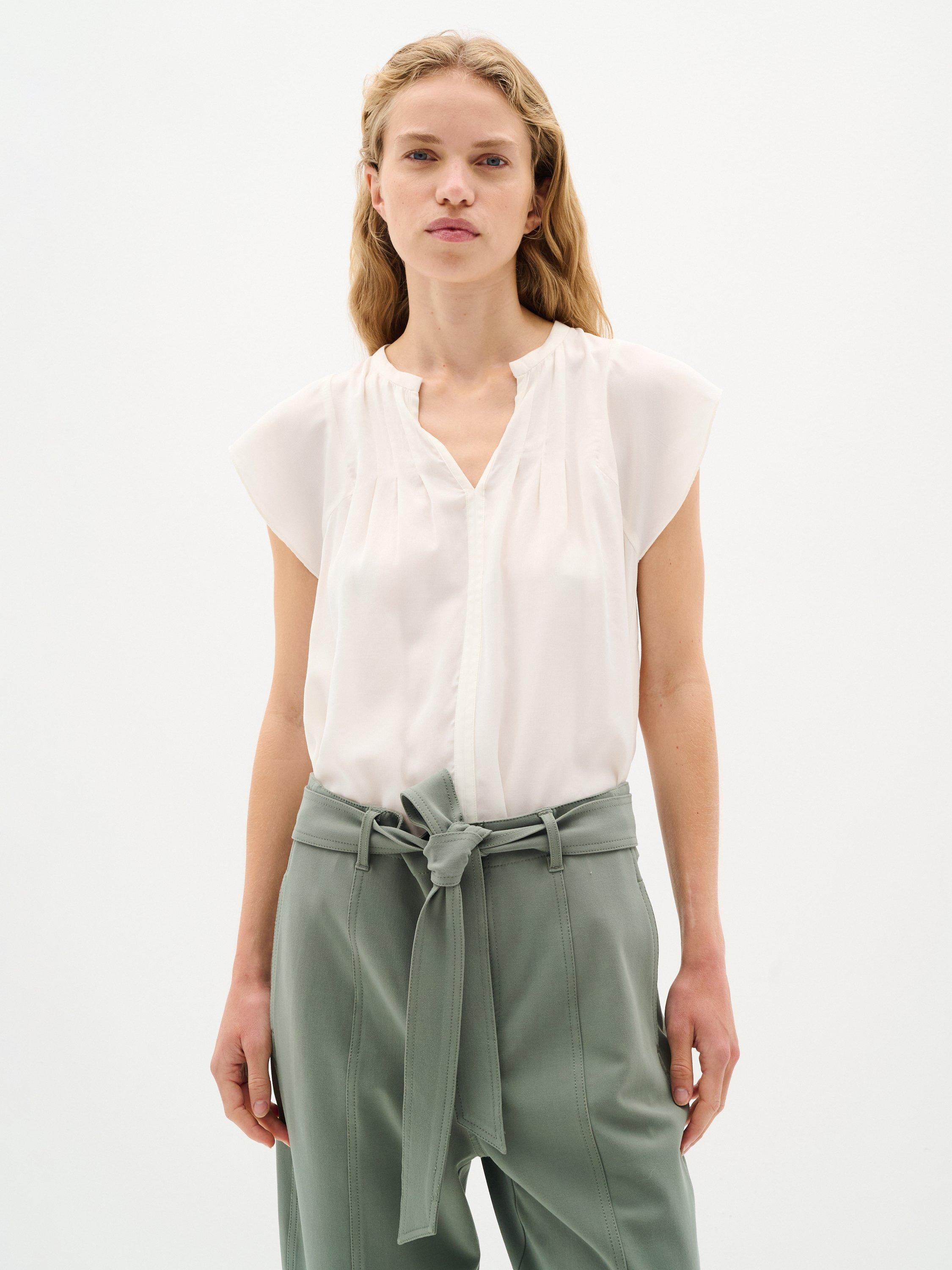 Product image 1 of 6, which shows InWear Cidenza Notch Neck Top, Whisper White, 12
