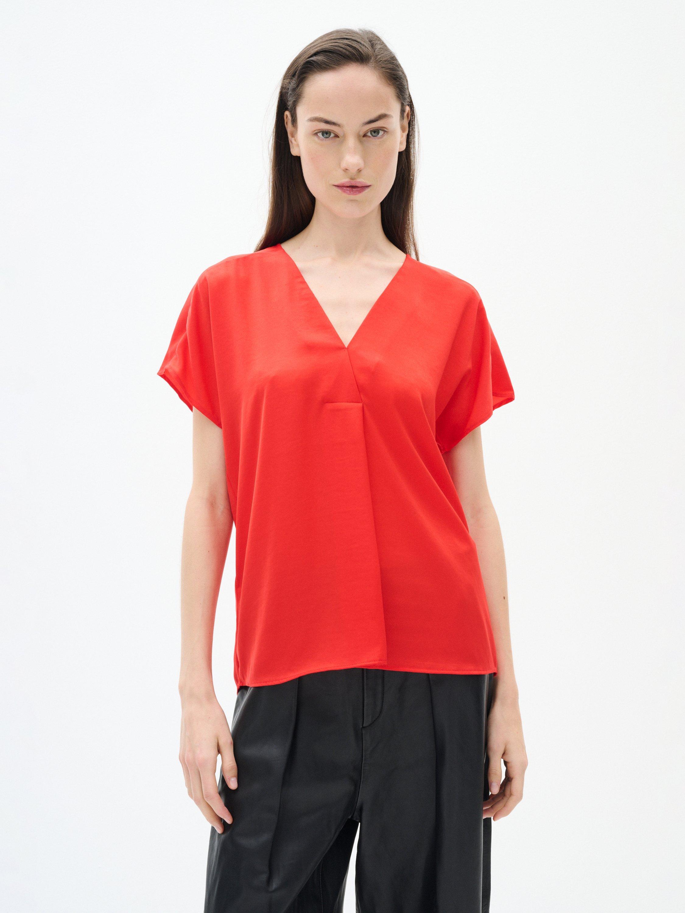 Product image 1 of 6, which shows InWear Rinda V-Neck Short Sleeve Top, Scarlet, 8