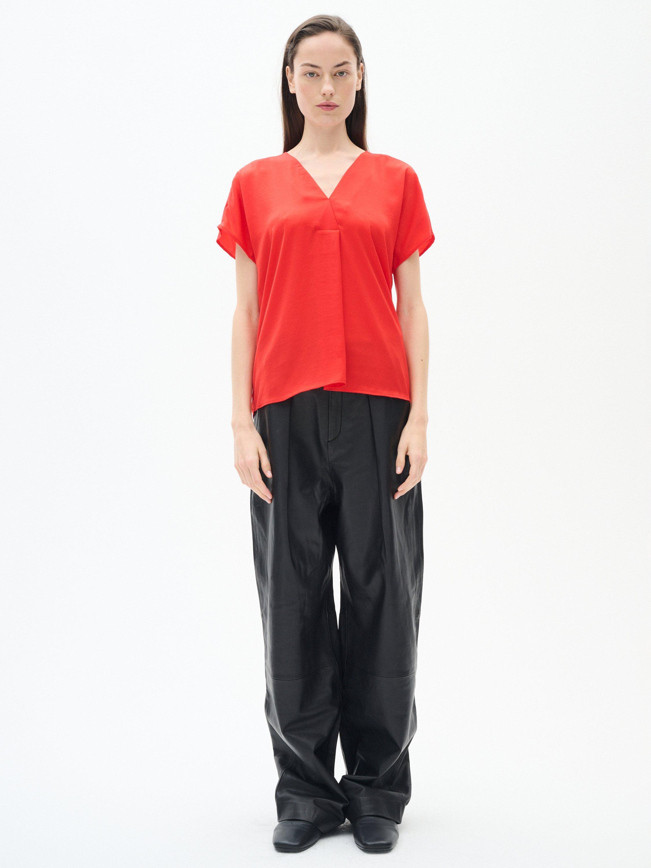Product image 3 of 6, which shows InWear Rinda V-Neck Short Sleeve Top, Scarlet, 8