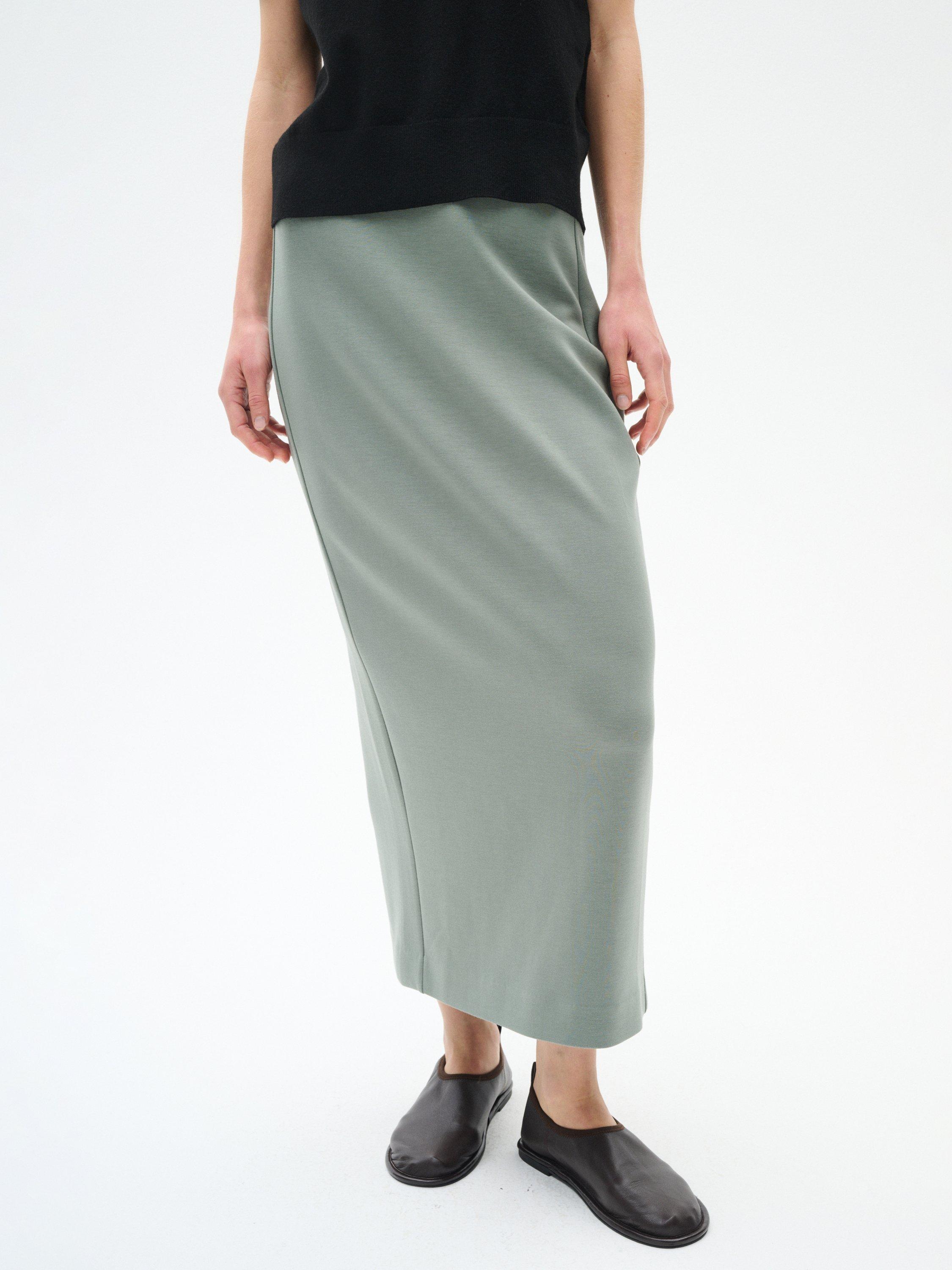 Product image 1 of 4, which shows InWear Aida Stretch Maxi Skirt, Agave Green, XS