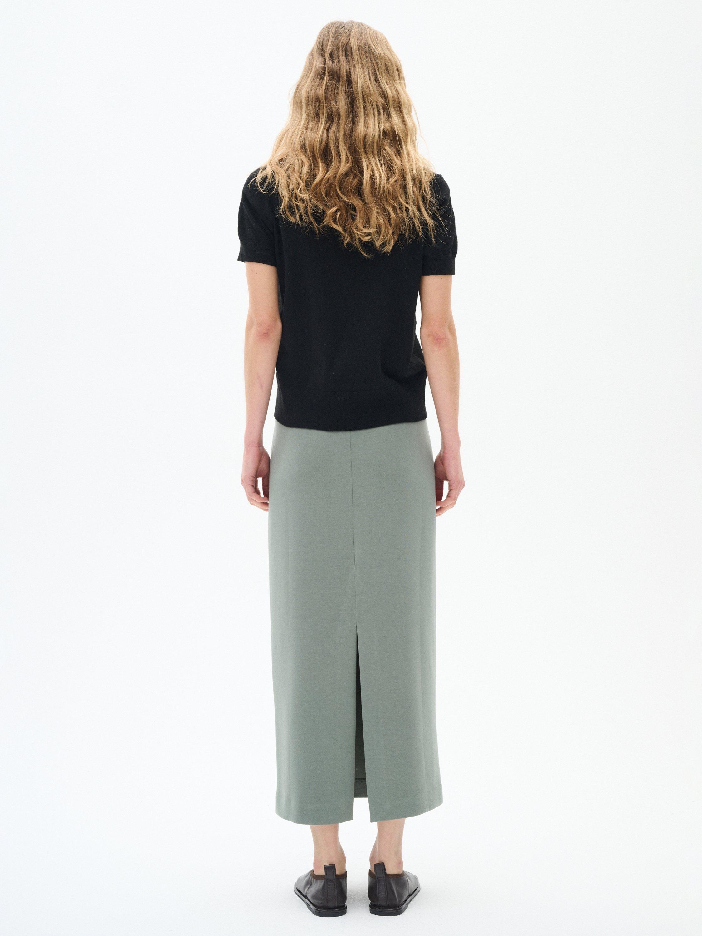 Product image 2 of 4, which shows InWear Aida Stretch Maxi Skirt, Agave Green, XS