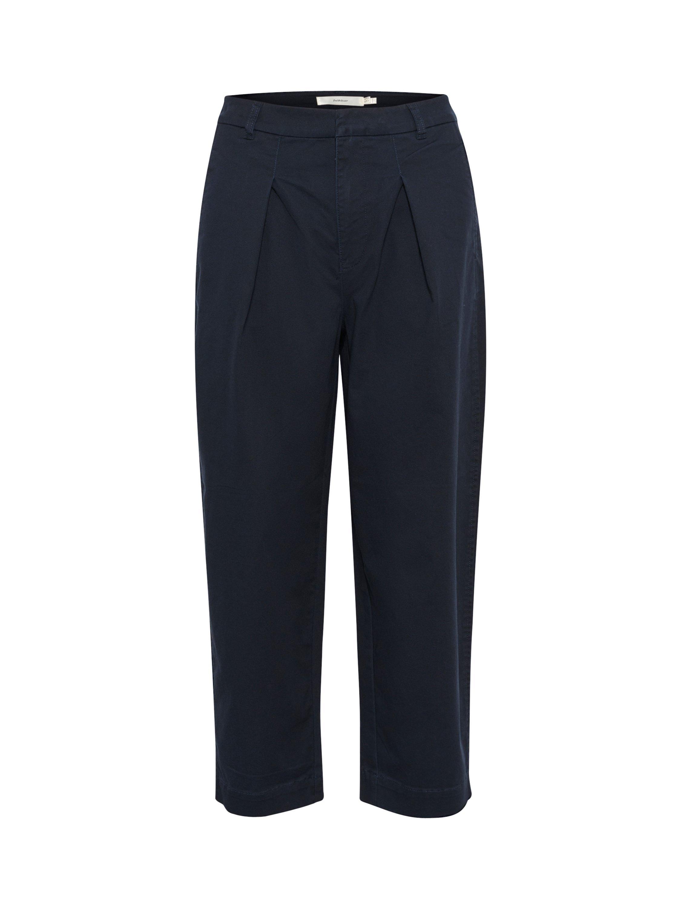 Product image 4 of 5, which shows InWear Sinikka Cropped Loose Fit Trousers, Marine Blue, 16