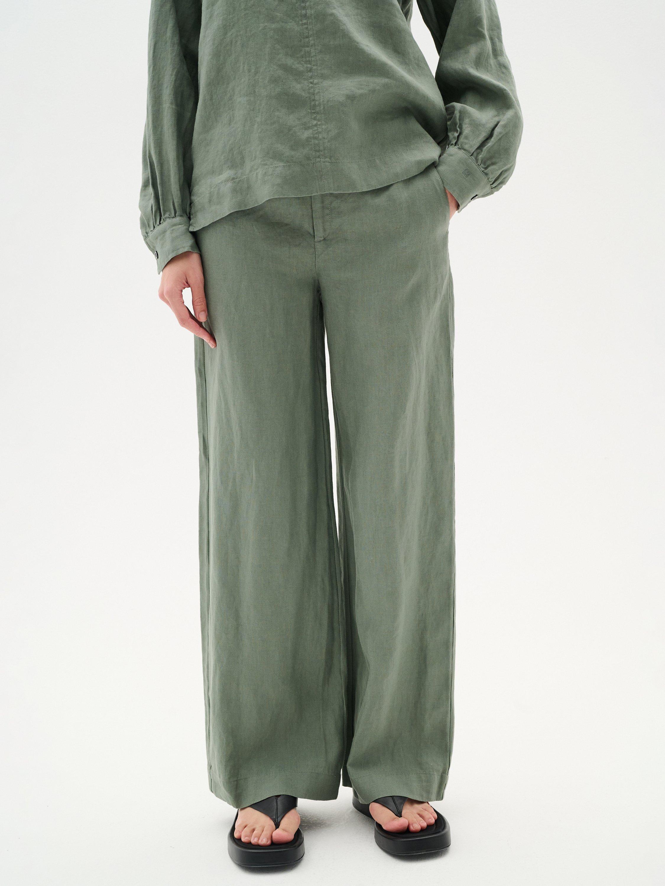 Product image 1 of 5, which shows InWear Solina Pure Linen Trousers, Green, 8