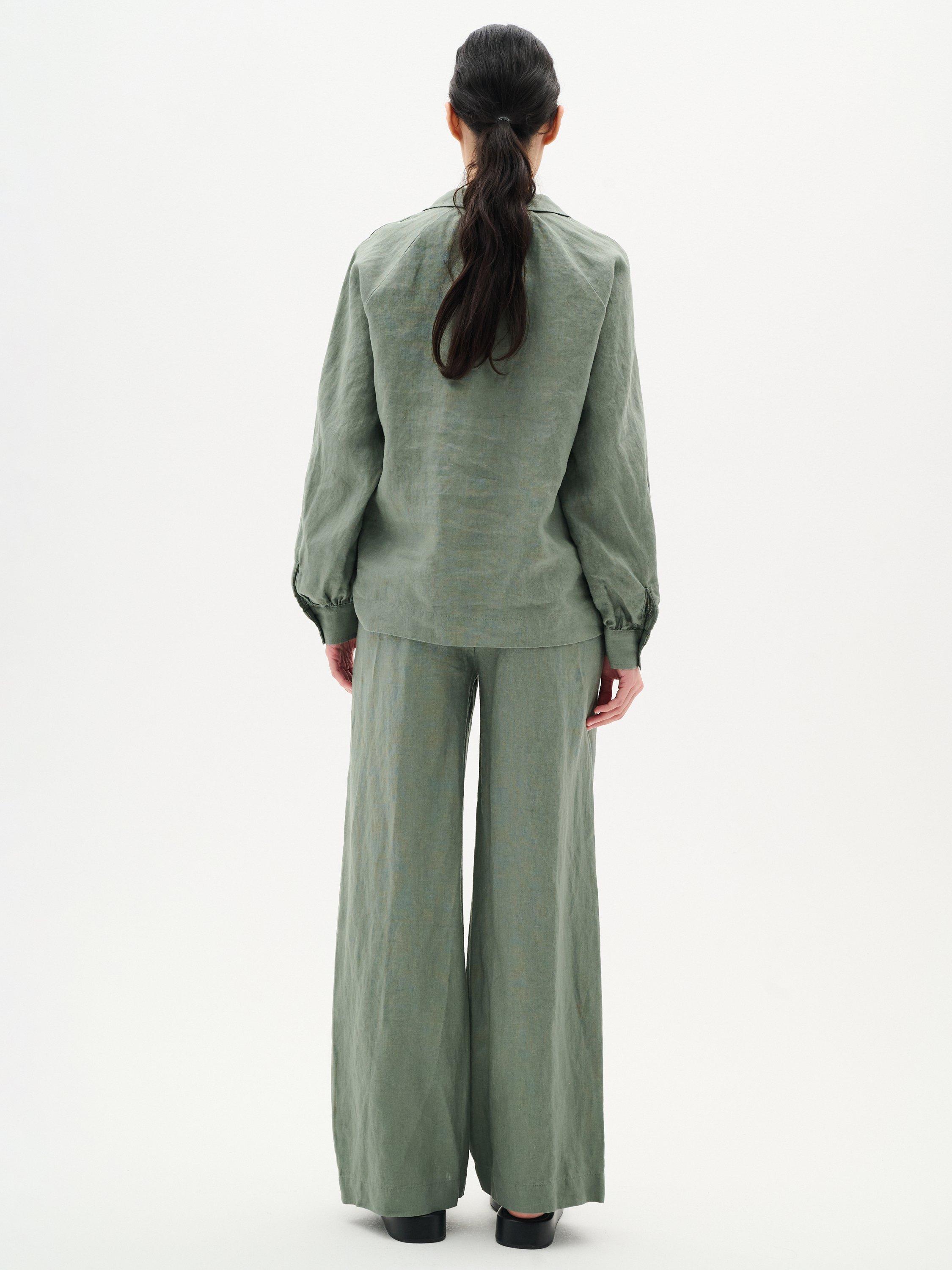 Product image 2 of 5, which shows InWear Solina Pure Linen Trousers, Green, 8
