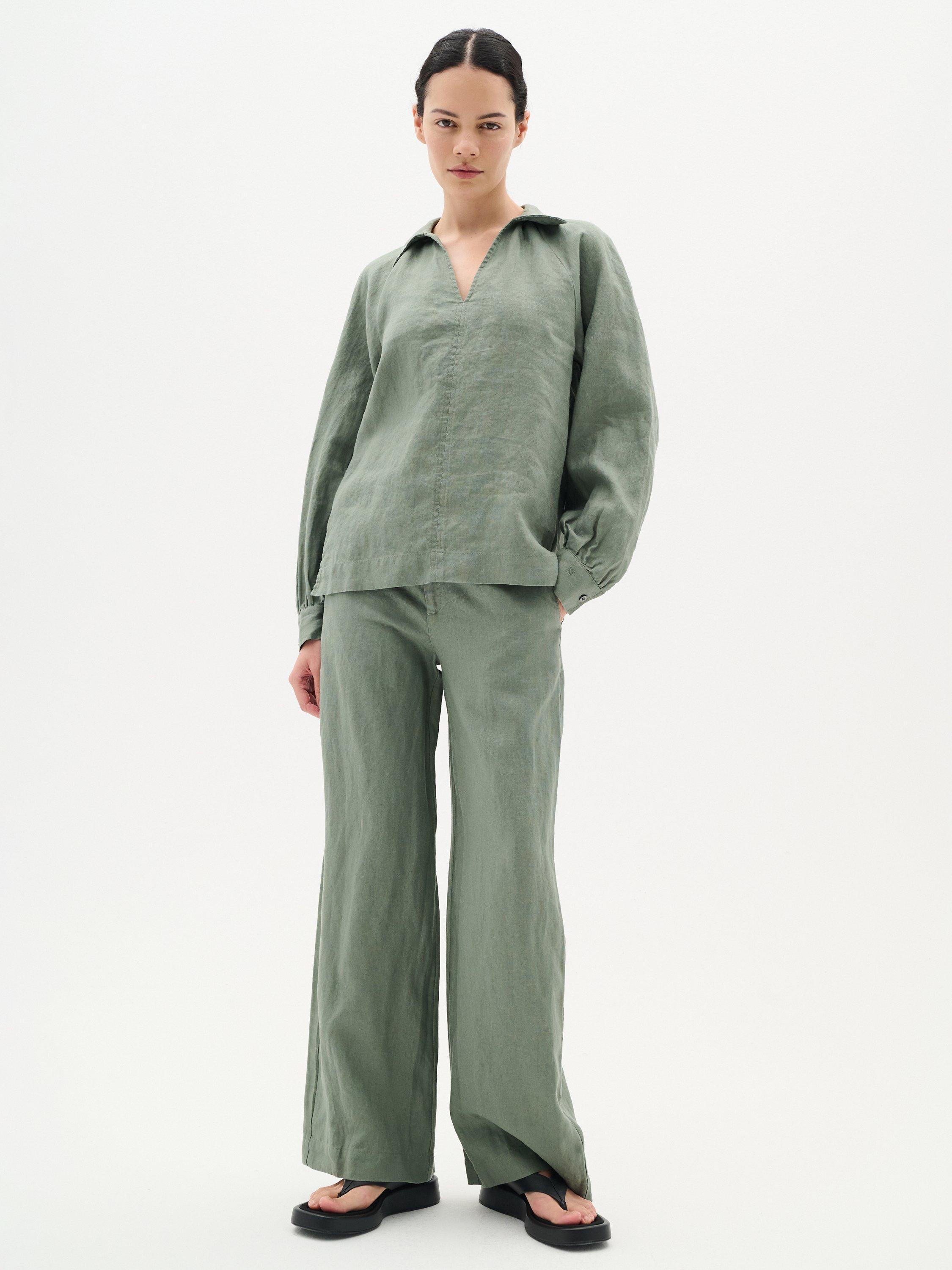 Product image 3 of 5, which shows InWear Solina Pure Linen Trousers, Green, 8