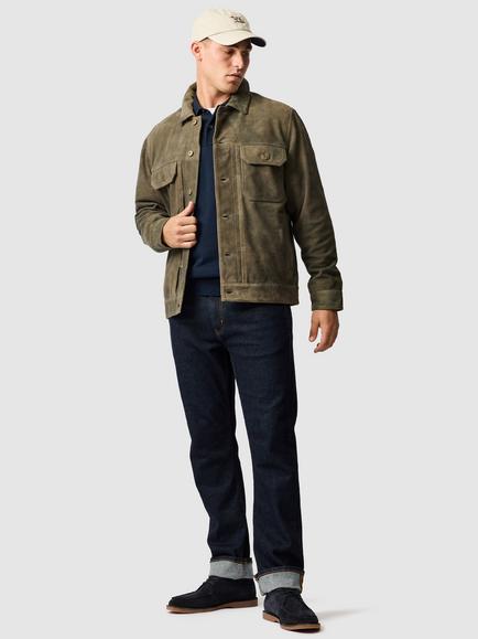 Rodd & Gunn Little River Premium Suede Leather Trucker Jacket, Mouse - view 2, Mouse