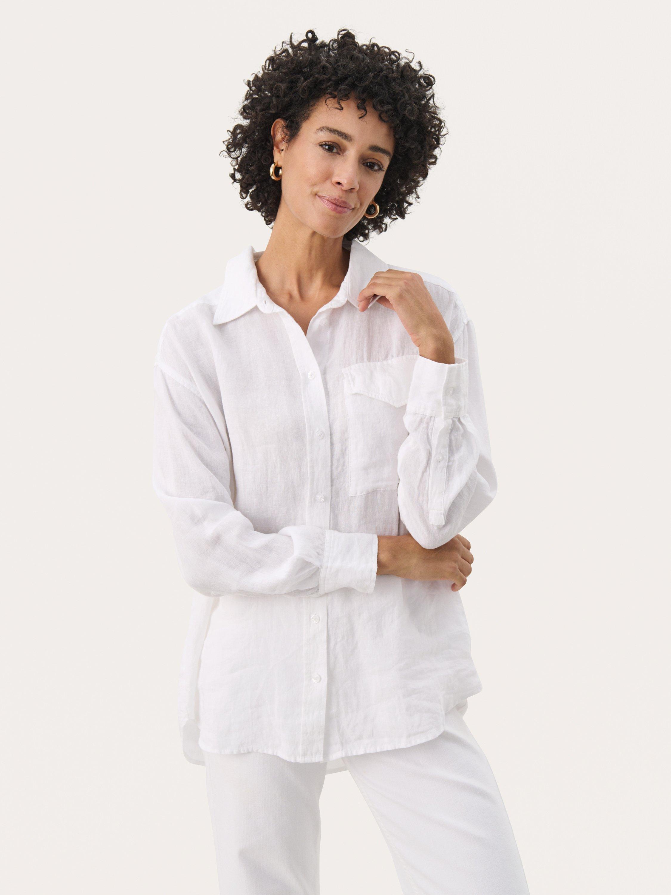 Product image 1 of 6, which shows Part Two Nuvin Linen Shirt, Bright White, 10