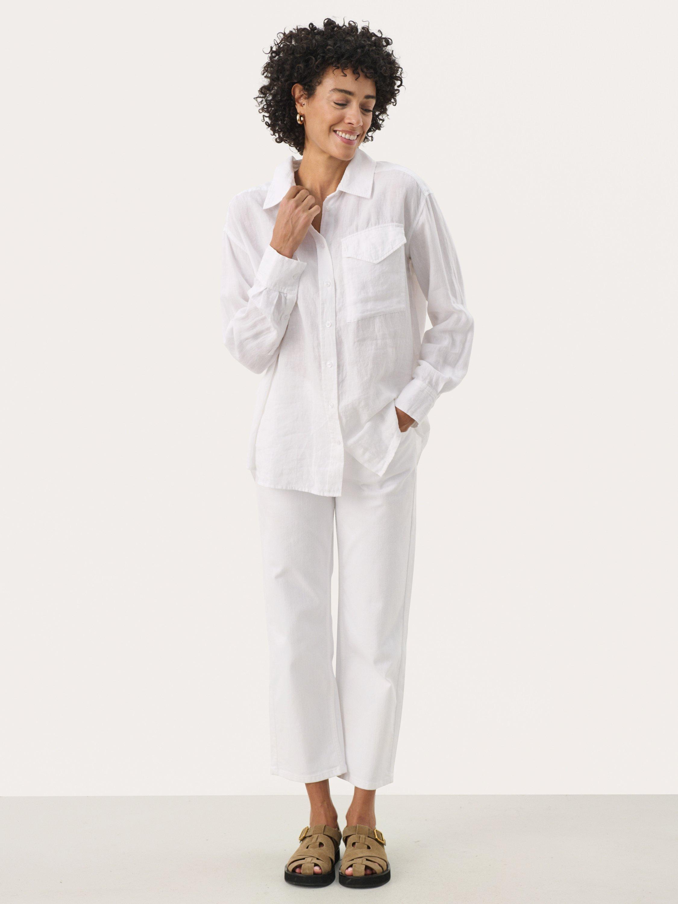 Product image 3 of 6, which shows Part Two Nuvin Linen Shirt, Bright White, 10