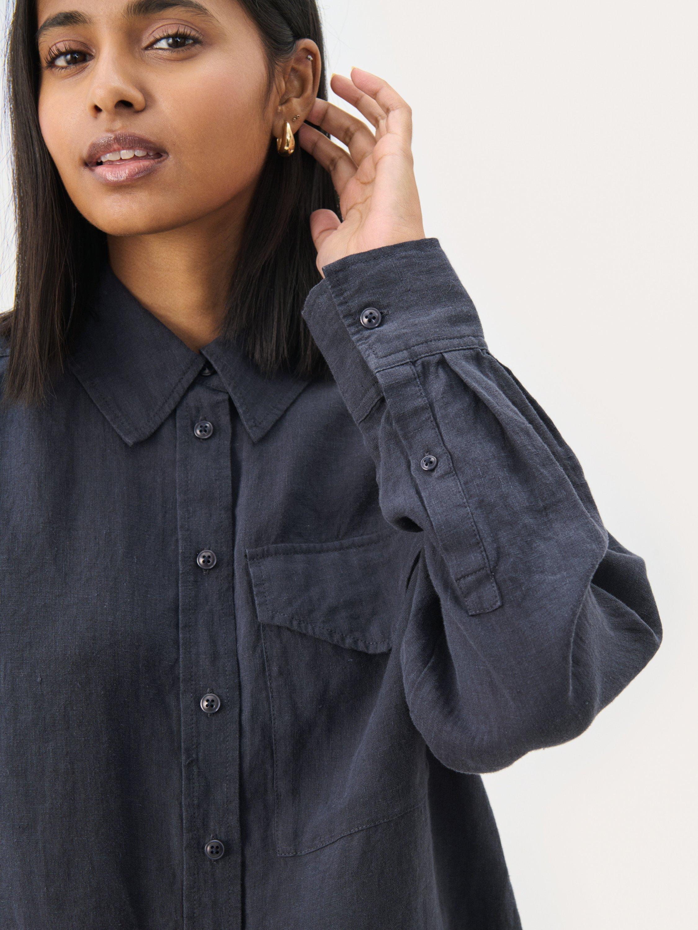 Product image 4 of 6, which shows Part Two Nuvin Linen Shirt, After Midnight, 14