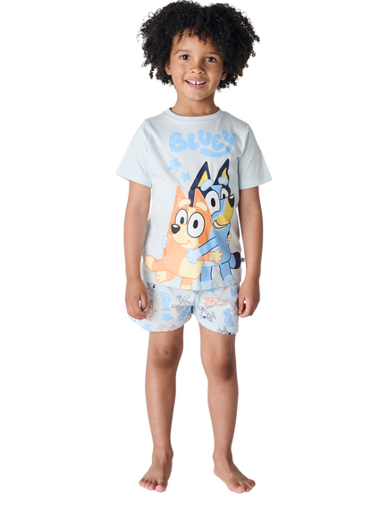 Brand Threads Kids' Bluey Cotton Shortie Pyjama Set, Blue, Blue