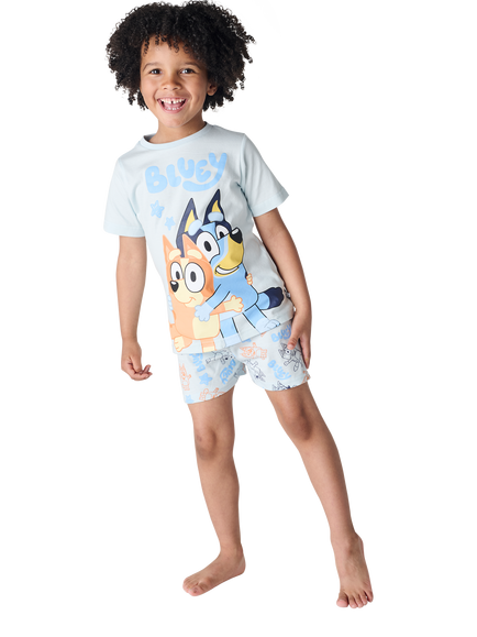 Brand Threads Kids' Bluey Cotton Shortie Pyjama Set, Blue - view 2, Blue