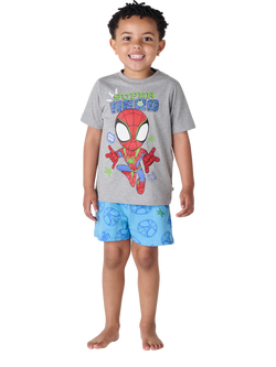 Brand Threads Kids' Spidey & His Amazing Friends Cotton Shortie Pyjama Set, Multi, Multi