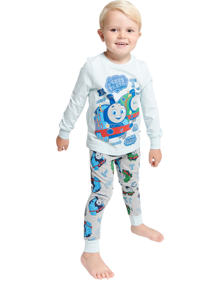 Brand Threads Kids' Thomas The Tank Engine Cotton Shortie Pyjamas, Blue/Multi, Blue/Multi