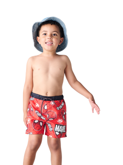 Brand Threads Kids' Spider-Man Swim Shorts, Red, Red