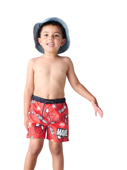 Brand Threads Kids' Spider-Man Swim Shorts, Red, Red