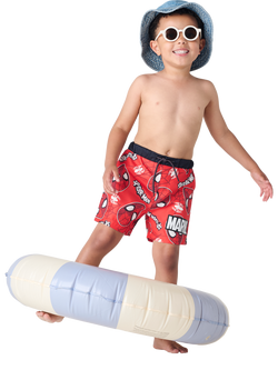 Brand Threads Kids' Spider-Man Swim Shorts, Red - view 2, Red