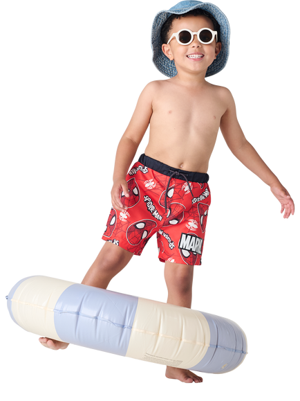 Brand Threads Kids' Spider-Man Swim Shorts, Red - view 2, Red