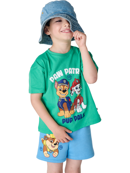 Brand Threads Kids' Paw Patrol Cotton T-Shirt & Shorts Set, Multi, Multi