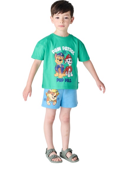 Brand Threads Kids' Paw Patrol Cotton T-Shirt & Shorts Set, Multi - view 2, Multi