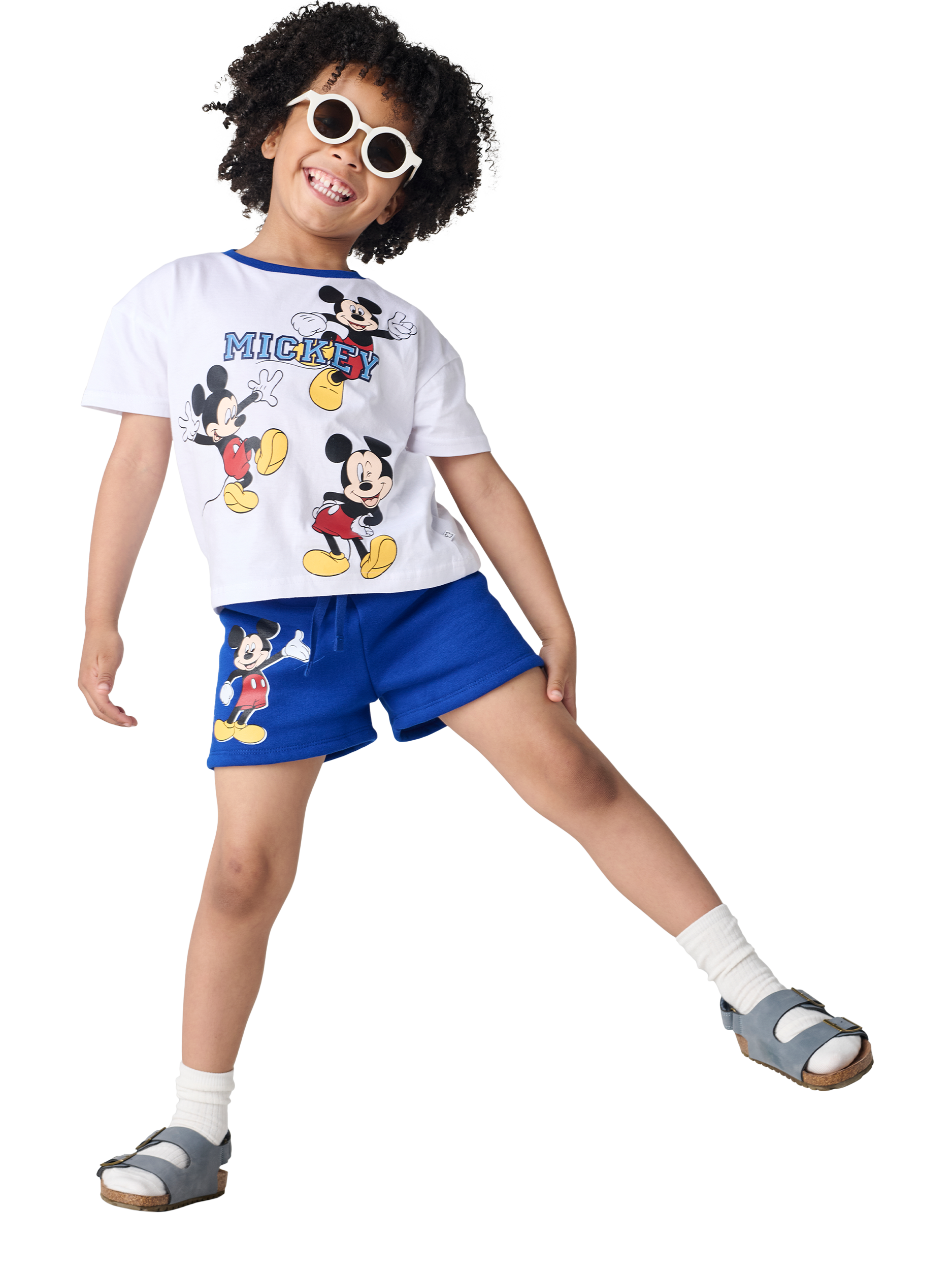 Product image 2 of 2, which shows Brand Threads Kids' Mickey Mouse Cotton T-Shirt & Shorts Set, Multi, 1-2 years