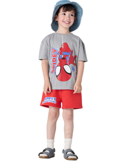 Brand Threads Kids' Spiderman Cotton T-Shirt & Shorts Set, Multi, Multi