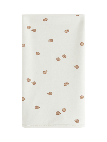 Lindex Baby Cotton Hedgehog Print Shawl, Light Dusty Green, Light Dusty Green
