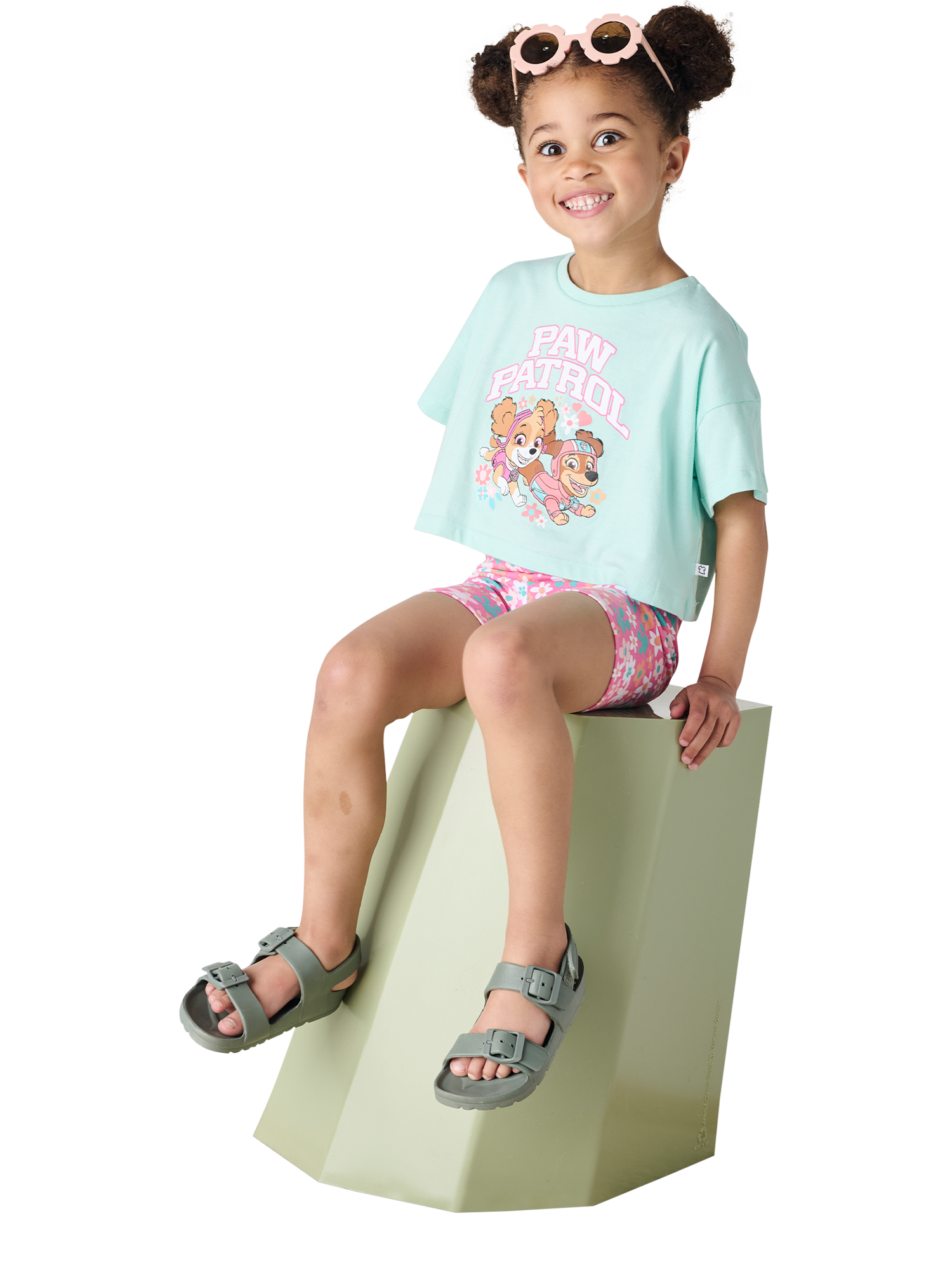 Product image 2 of 2, which shows Brand Threads Kids' Paw Patrol Top & Shorts Set, Pink/Multi, 3-4 years