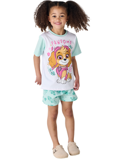 Brand Threads Kids' Paw Patrol Cotton Shortie Pyjama Set, Multi, Multi