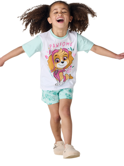Brand Threads Kids' Paw Patrol Cotton Shortie Pyjama Set, Multi - view 2, Multi