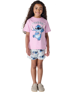 Brand Threads Kids' Stitch Cotton Shortie Pyjama Set, Multi, Multi