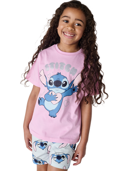 Brand Threads Kids' Stitch Cotton Shortie Pyjama Set, Multi - view 2, Multi