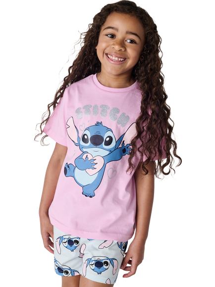 Brand Threads Kids' Stitch Cotton Shortie Pyjama Set, Multi - view 2, Multi