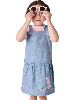 Brand Threads Kids' Peppa Pig Cotton Pinafore Dress & T-Shirt Dress, Pink/Blue - view 2, Pink/Blue