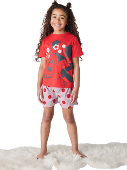 Brand Threads KIds' Minnie Mouse Cotton Shortie Pyjama Set, Red/Multi, Red/Multi