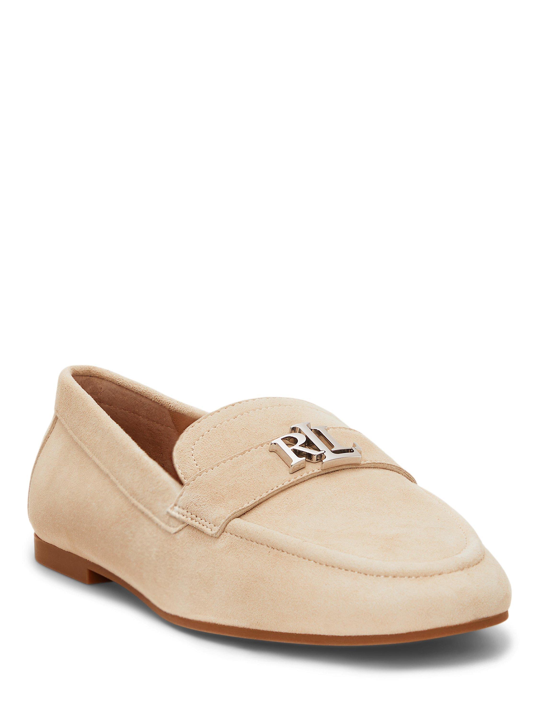 Product image 3 of 4, which shows Lauren Ralph Lauren Averi III Suede Loafers, Beige, 3