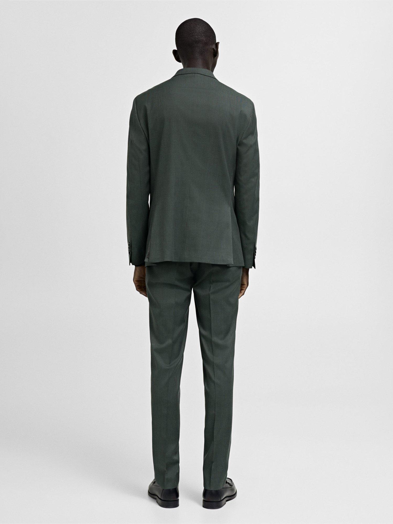 Product image 4 of 7, which shows Mango Milan Prince of Wales Check Slim Fit Blazer, Green, 38