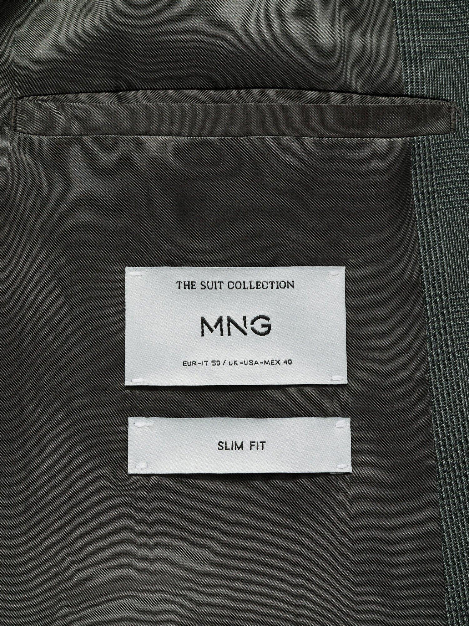 Product image 5 of 7, which shows Mango Milan Prince of Wales Check Slim Fit Blazer, Green, 38