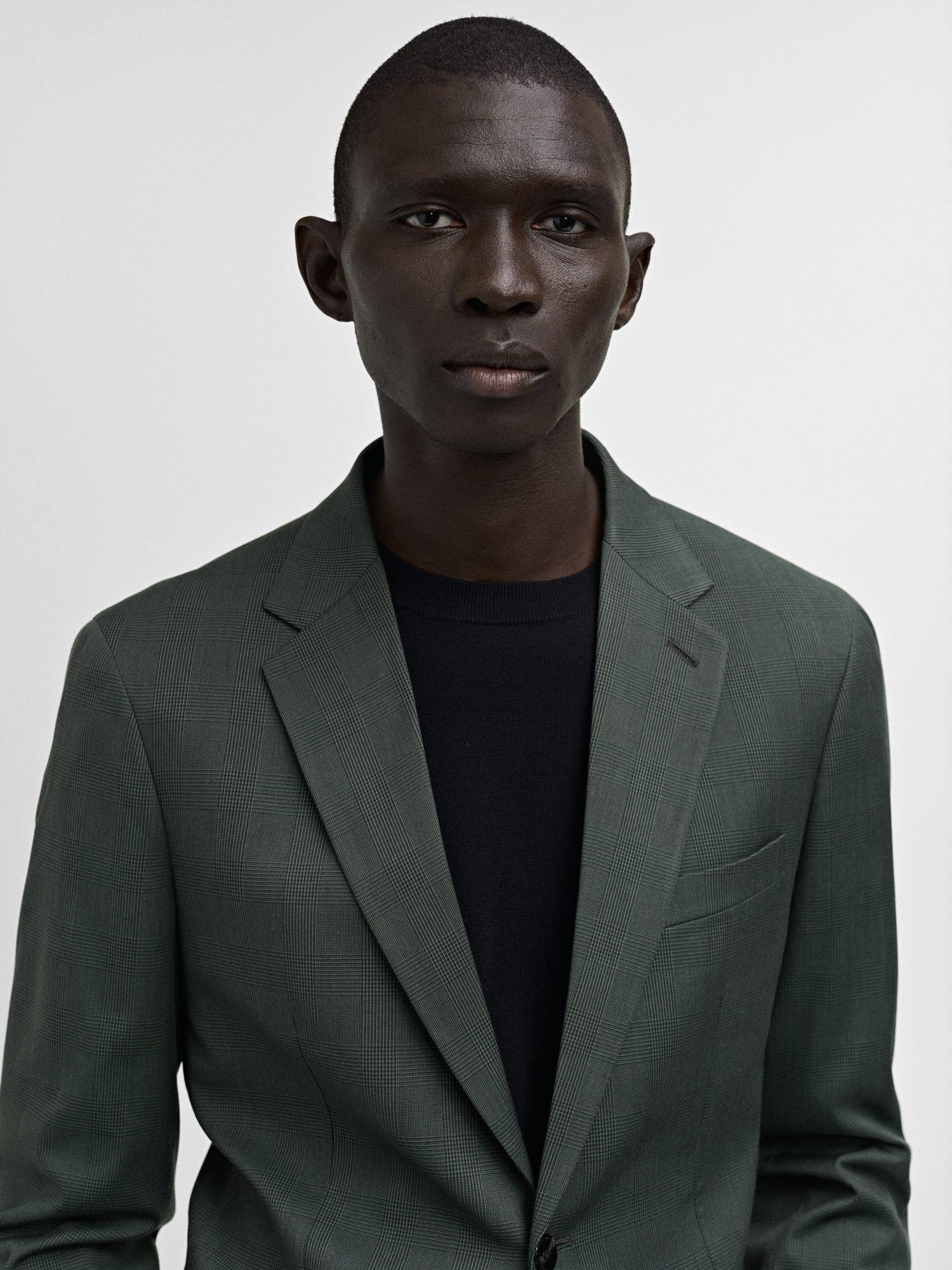 Product image 6 of 7, which shows Mango Milan Prince of Wales Check Slim Fit Blazer, Green, 38