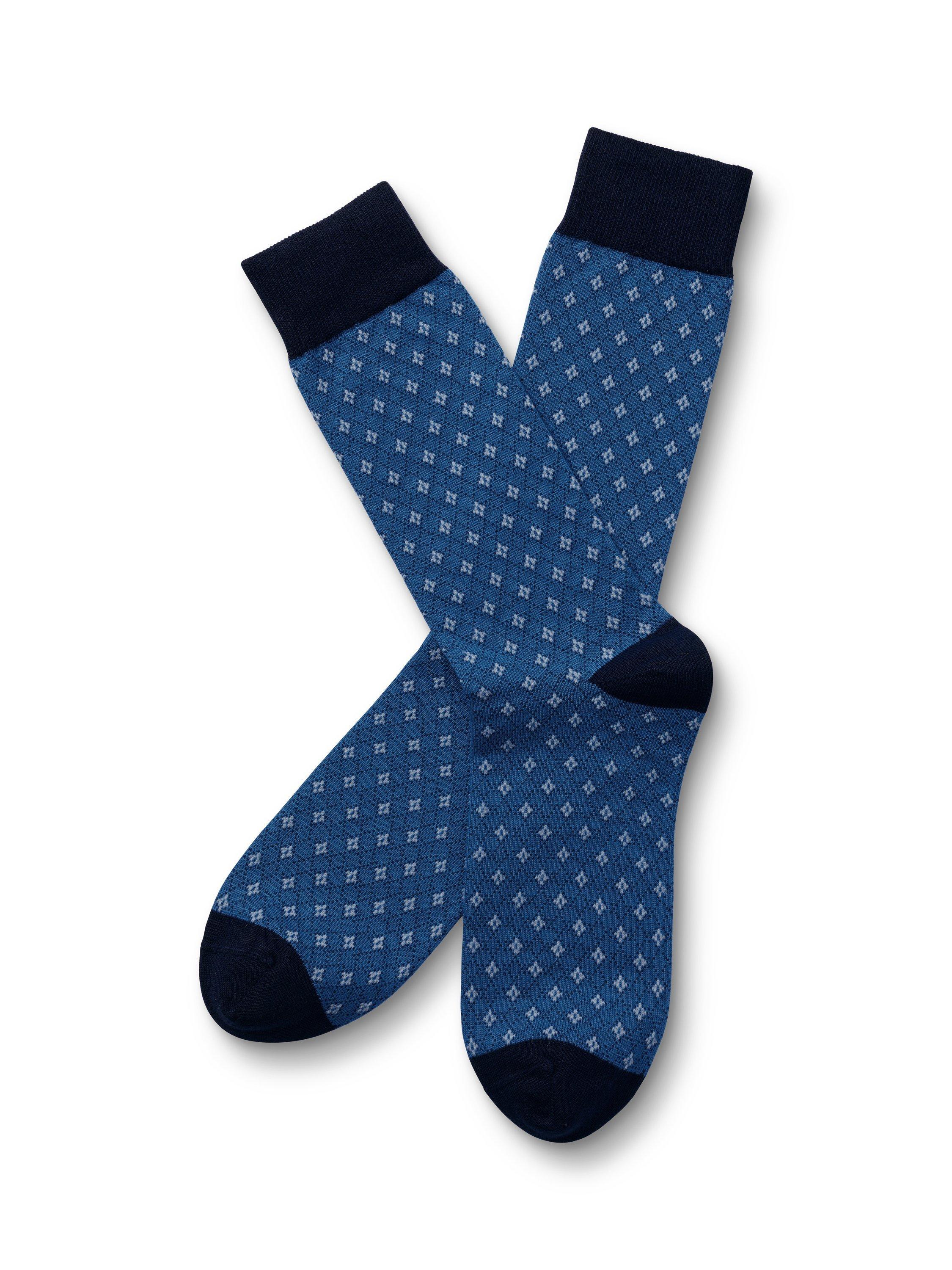 Charles Tyrwhitt Geometric Crew Socks, Turquoise Blue