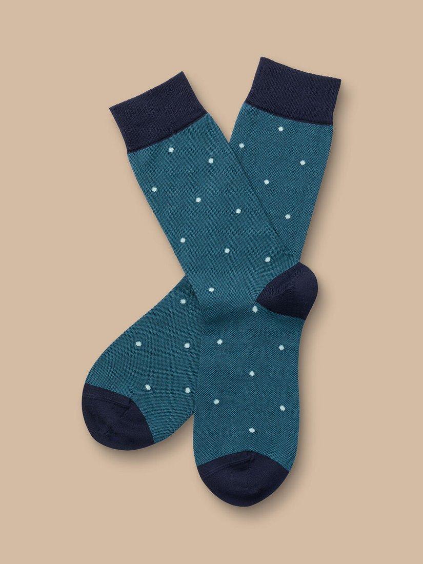 Charles Tyrwhitt Cotton Blend Spot Socks, Teal Green