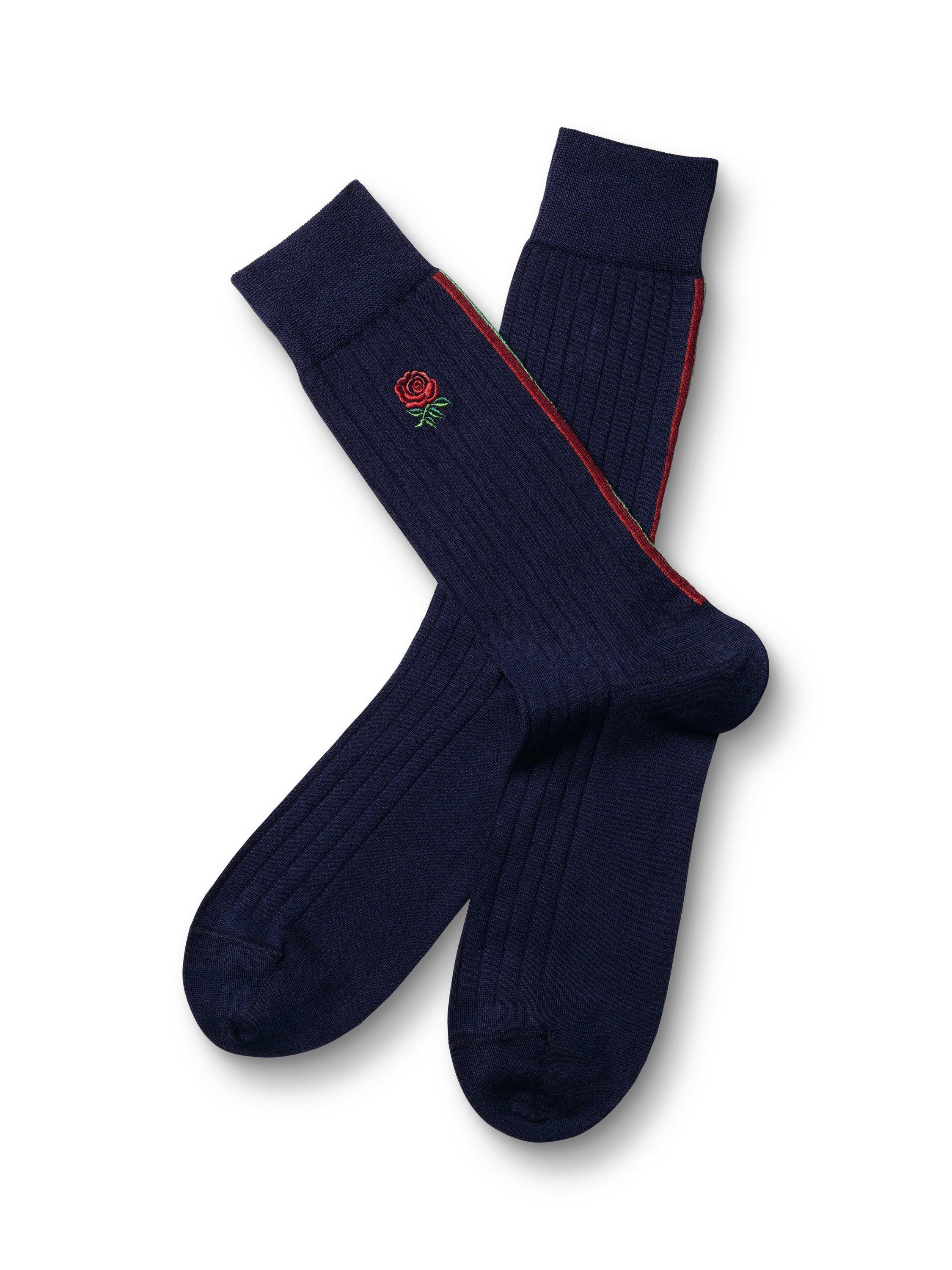 Product image 1 of 2, which shows Charles Tyrwhitt England Rugby Cotton Rib Socks, French Blue, M
