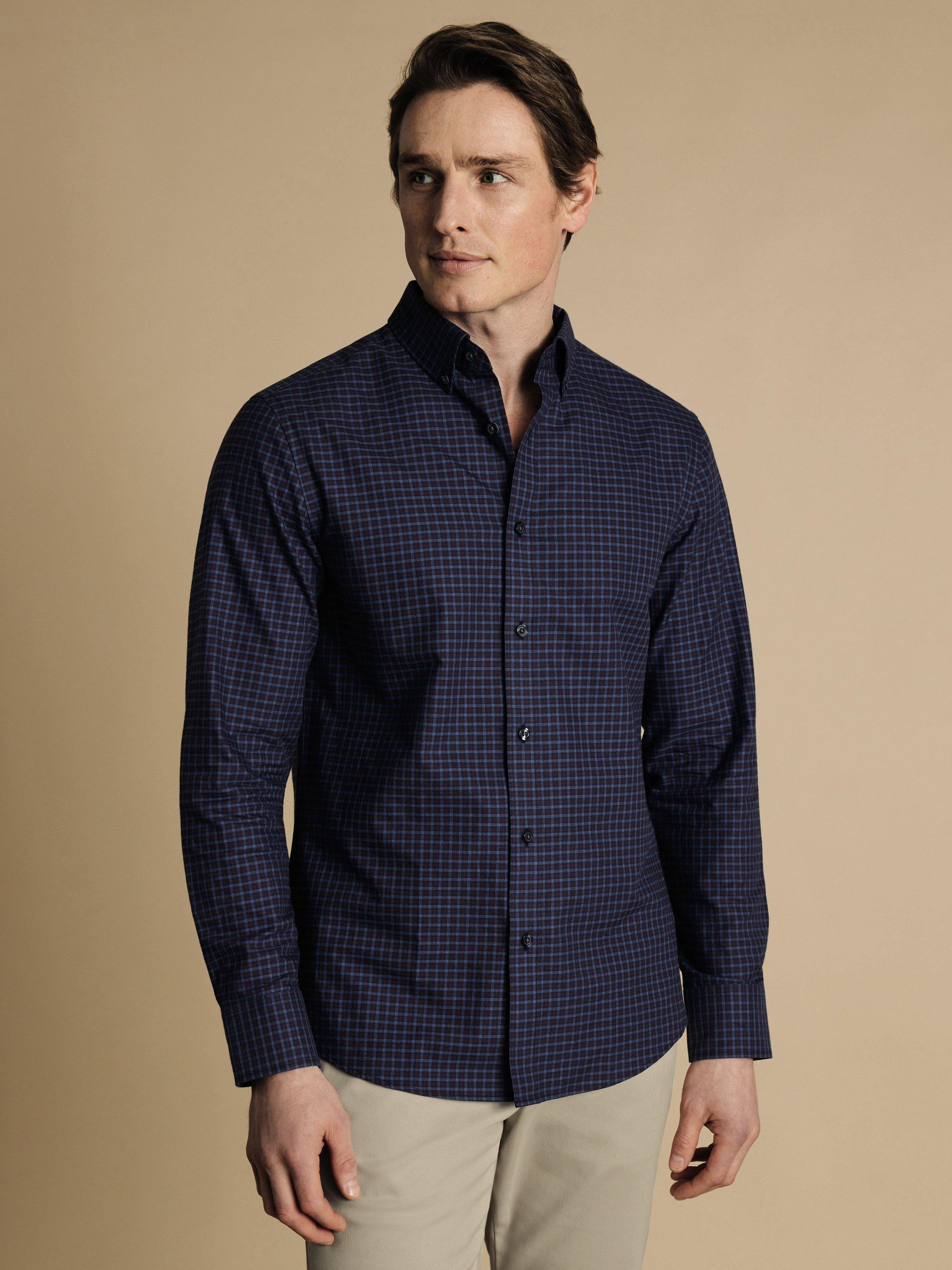 Charles Tyrwhitt Check Brushed Cotton Twill Slim Fit Shirt