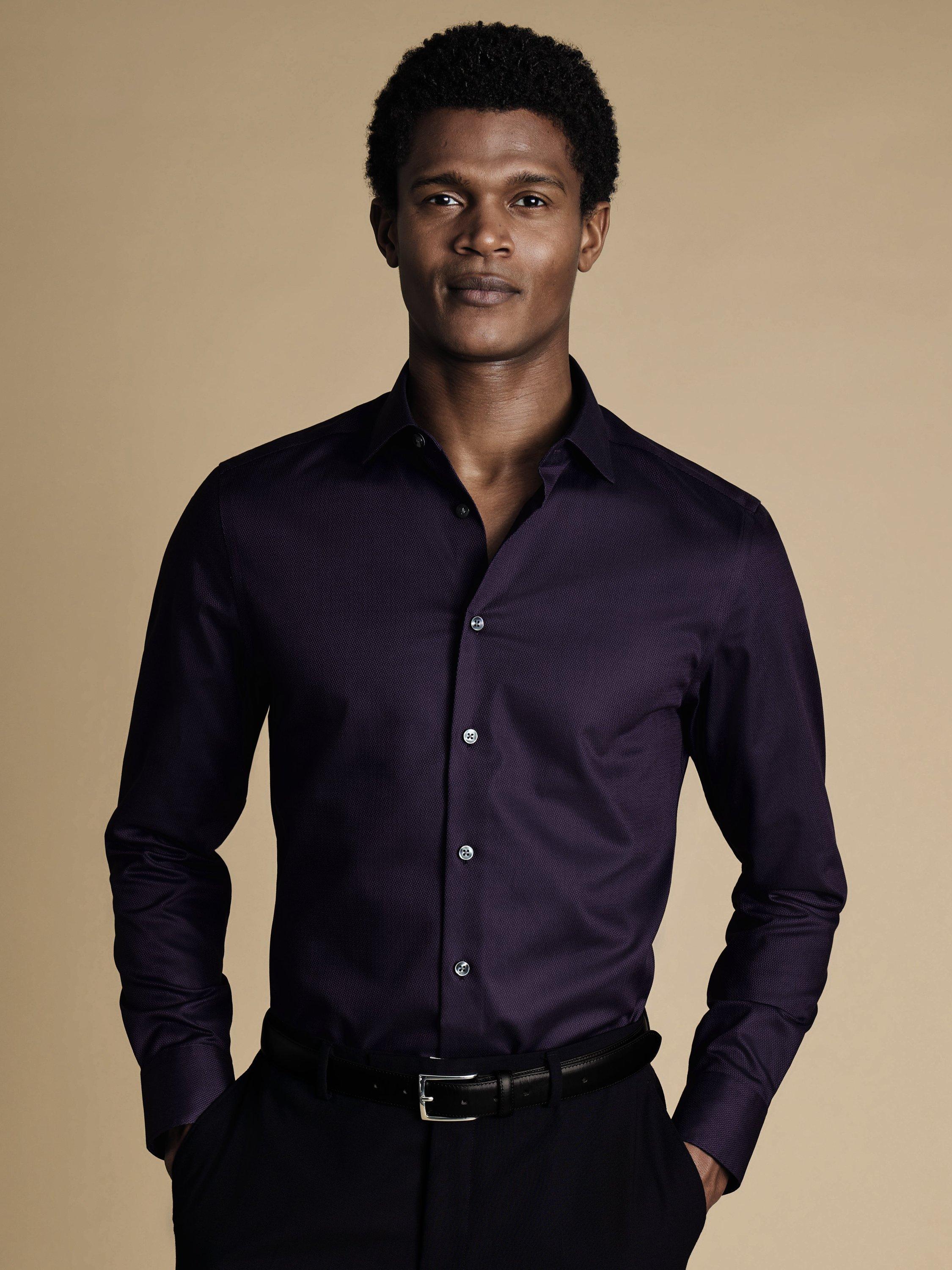 Charles Tyrwhitt Slim Fit Cotton Dobby Shirt, Purple