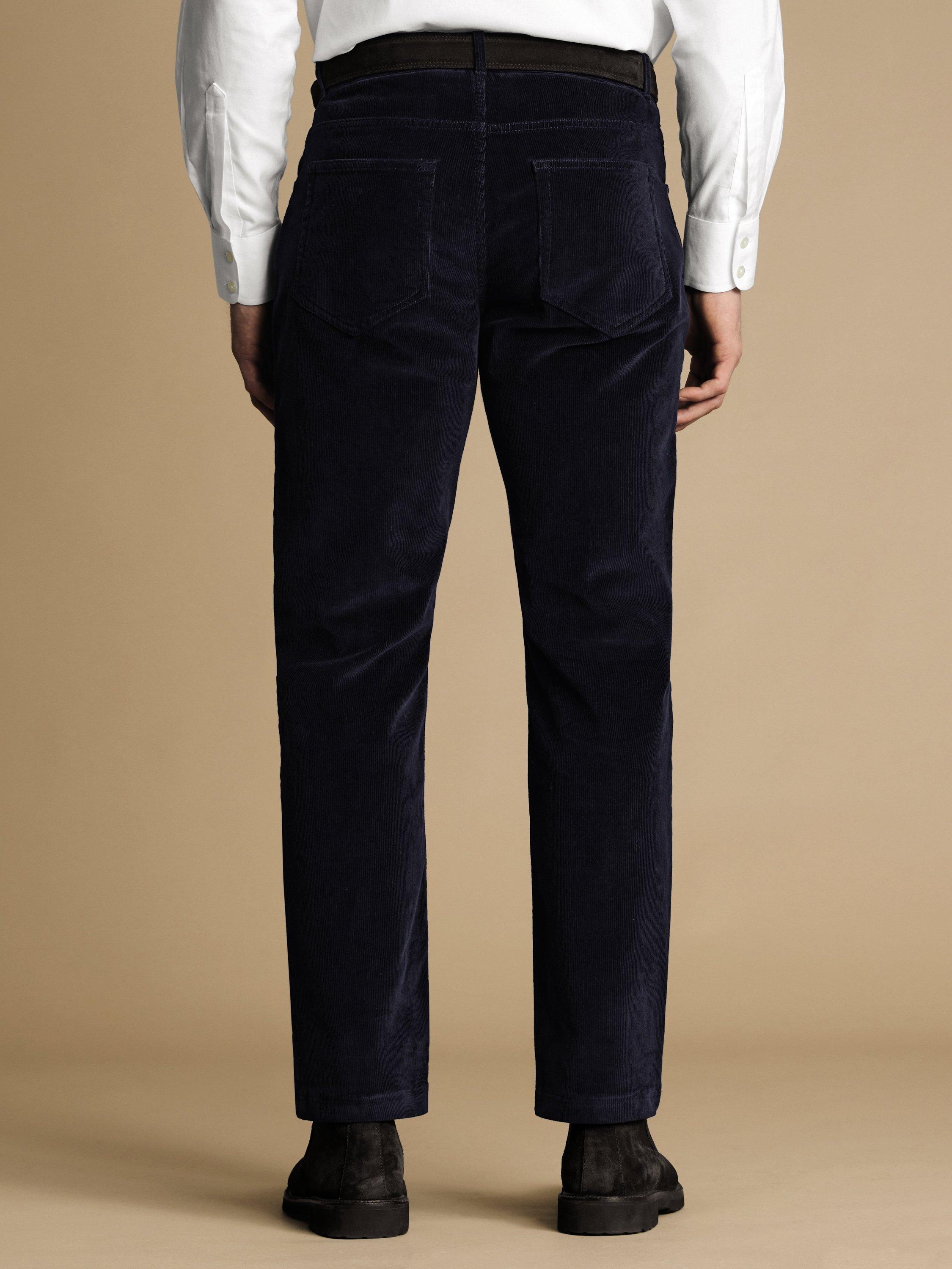 Product image 2 of 5, which shows Charles Tyrwhitt Slim Fit Corduroy Trousers, French Navy, 30R