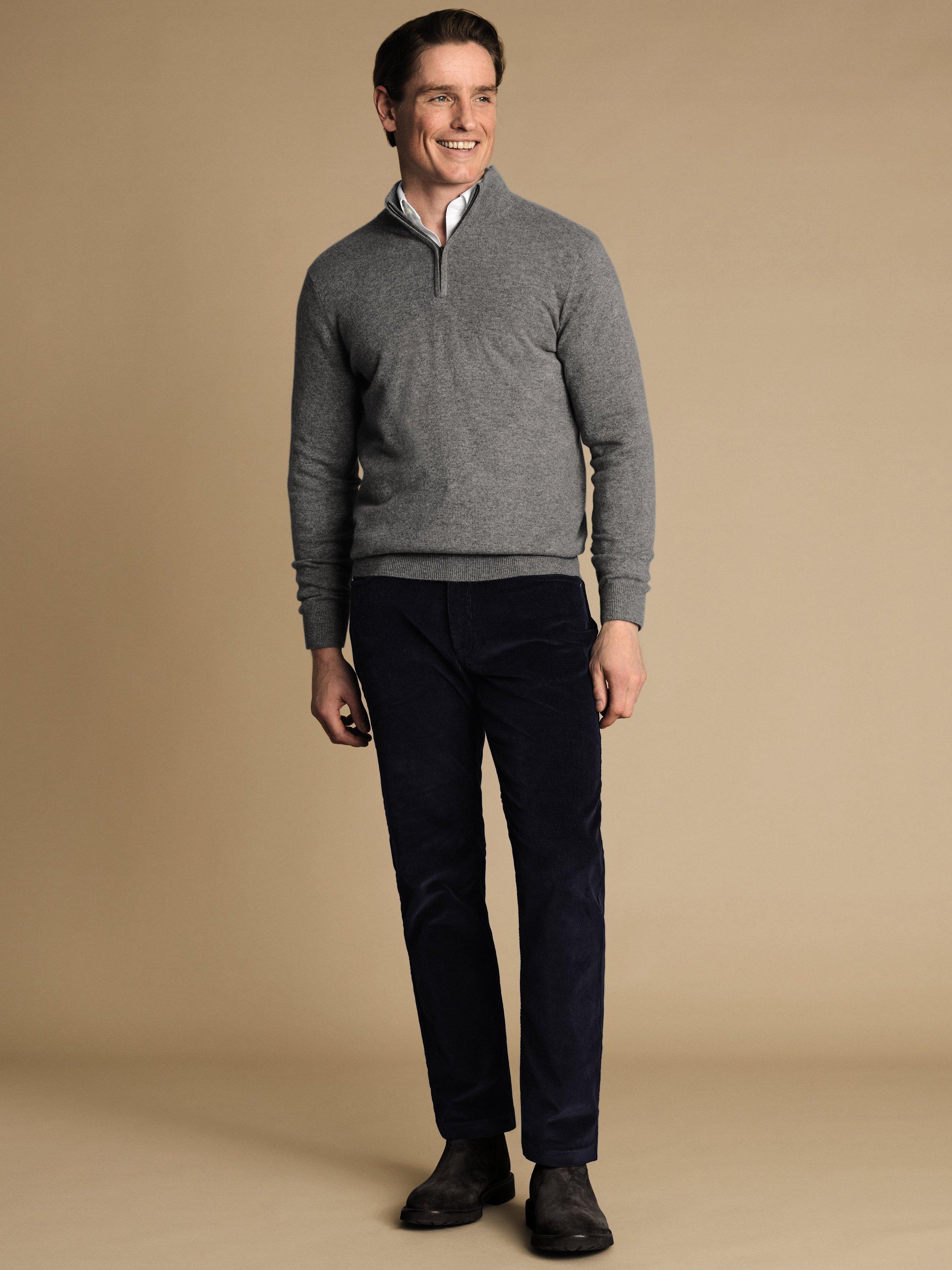 Product image 5 of 5, which shows Charles Tyrwhitt Slim Fit Corduroy Trousers, French Navy, 30R