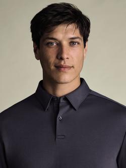 Charles Tyrwhitt Long Sleeve Jersey Polo Shirt - view 2, Dark Mauve