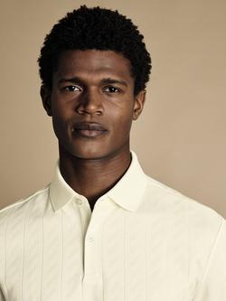 Charles Tyrwhitt Short Sleeve Cotton Blend Polo Shirt - view 2, Cream
